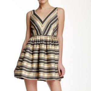 J. Crew Metallic Gold & Navy Party Dress
